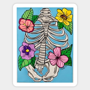 Ribcage with Flowers Sticker